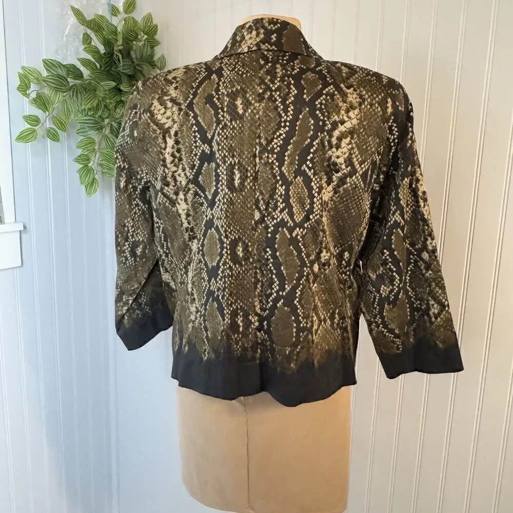 Michael Kors Sz 12 Women’s Blazer Jacket Cotton Snake Skin Animal Print Lined